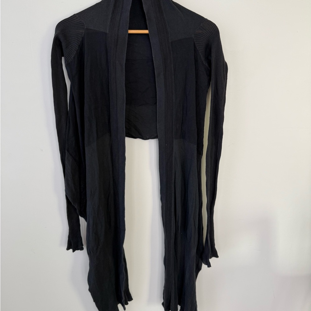 Vintage EUC 100% Cotton Rick Owens Black Draped Cardigan 42 Medium Made in Italy